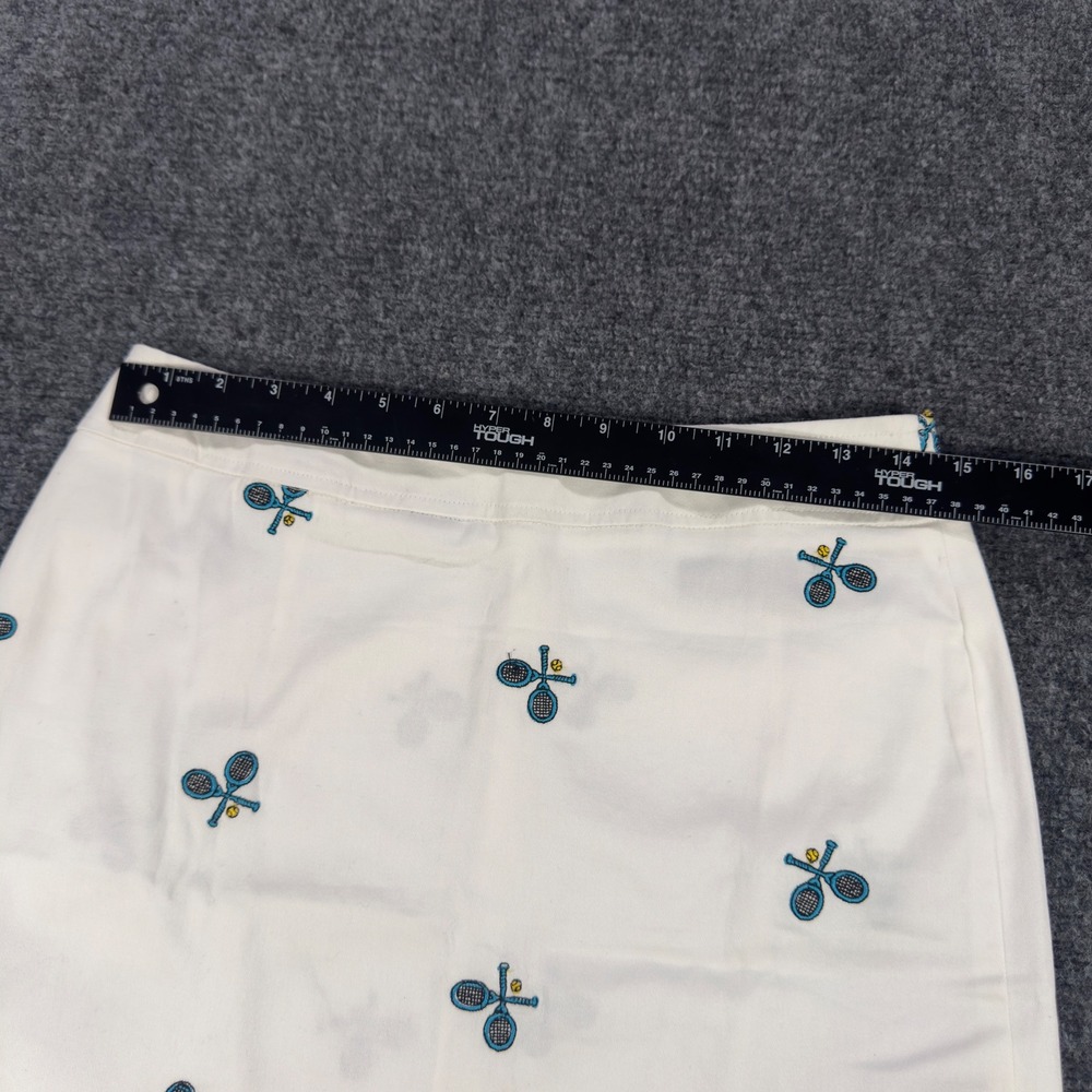 Willi Smith Womens White Embroidered Tennis Racquet Mini Skirt Size 6 - Picture 5 of 8